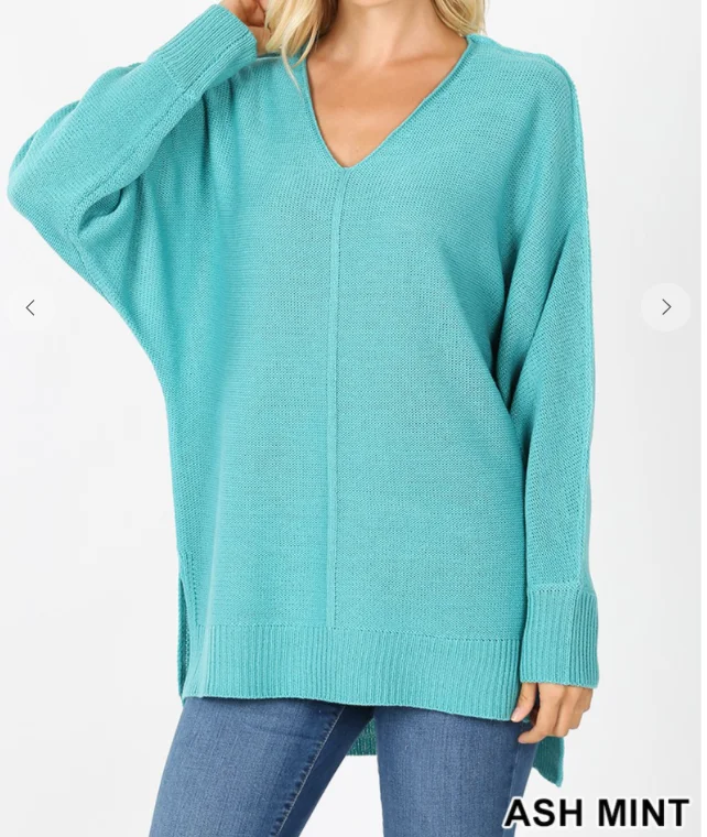 Logo Knit TopsRibbed Trim Sweater - 2 Colors