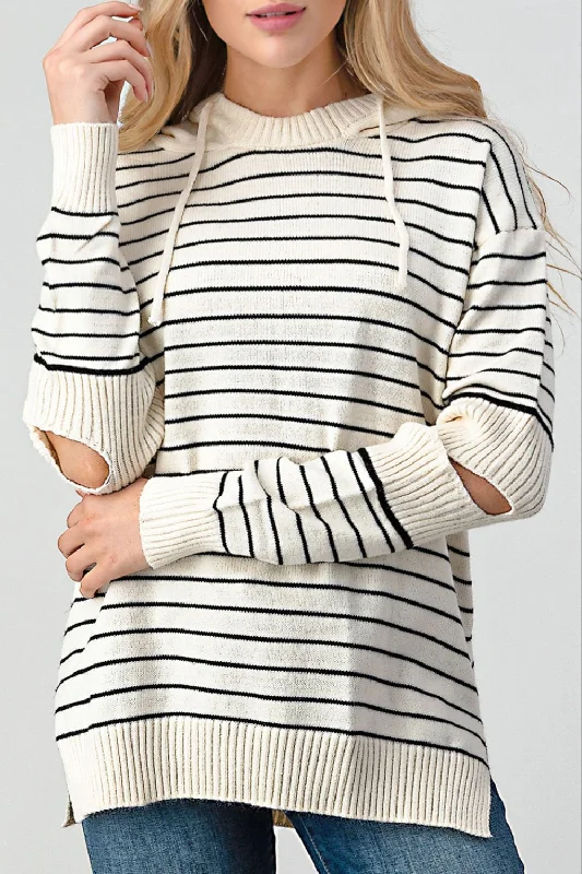 Fishing Knit TopsStriped Cutout Slit Sweater