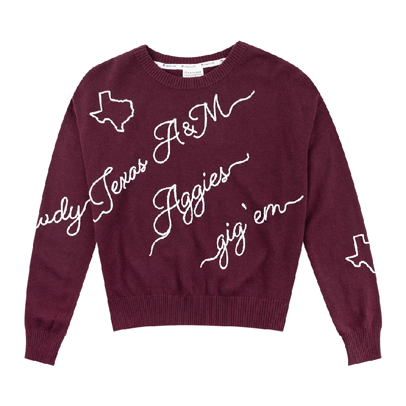 Layered Knit TopsTexas A&M KADYLUXE Love Note Sweater