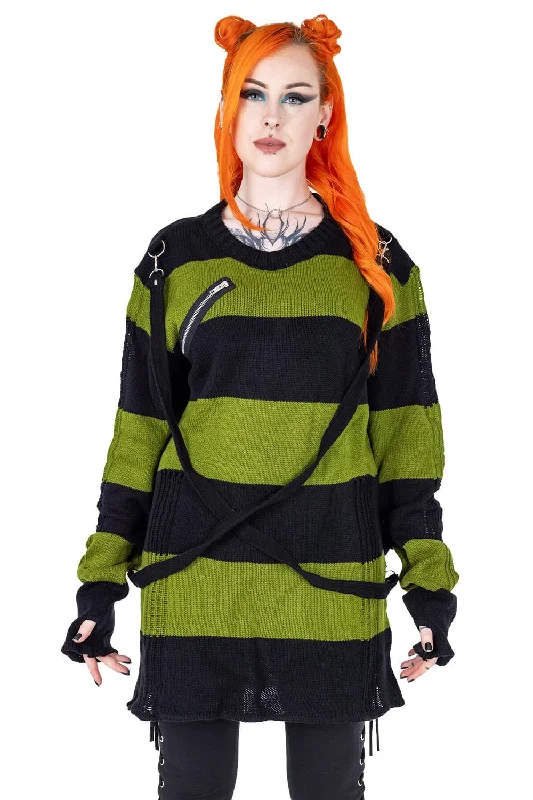 Silk Knit TopsAmalric Jumper Sweater [Black/Green]