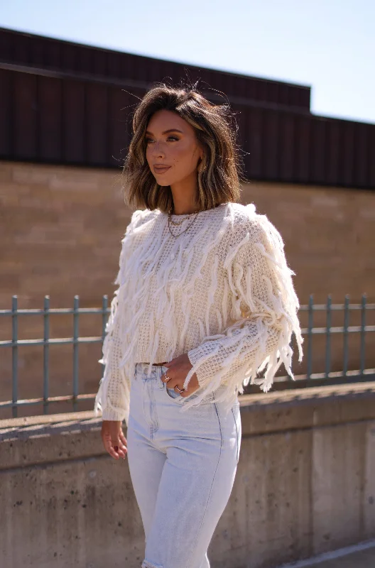 Urban Knit TopsFrosty Fringe Sweater