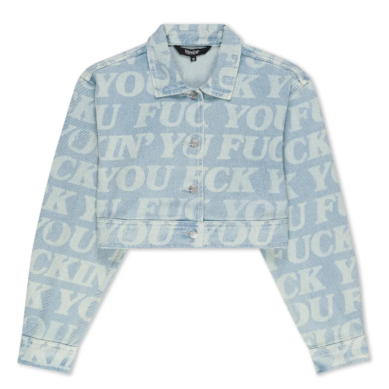 Formal JacketsFuckin Fuck Cropped Denim Jacket (Light Wash)