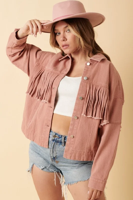 Beaded JacketsMittoshop Fringe Detail Cotton Twill Jacket