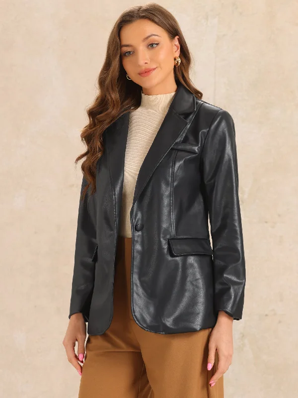 Reflective JacketsFaux Leather Notched Lapel Collar PU Moto Biker Jackets