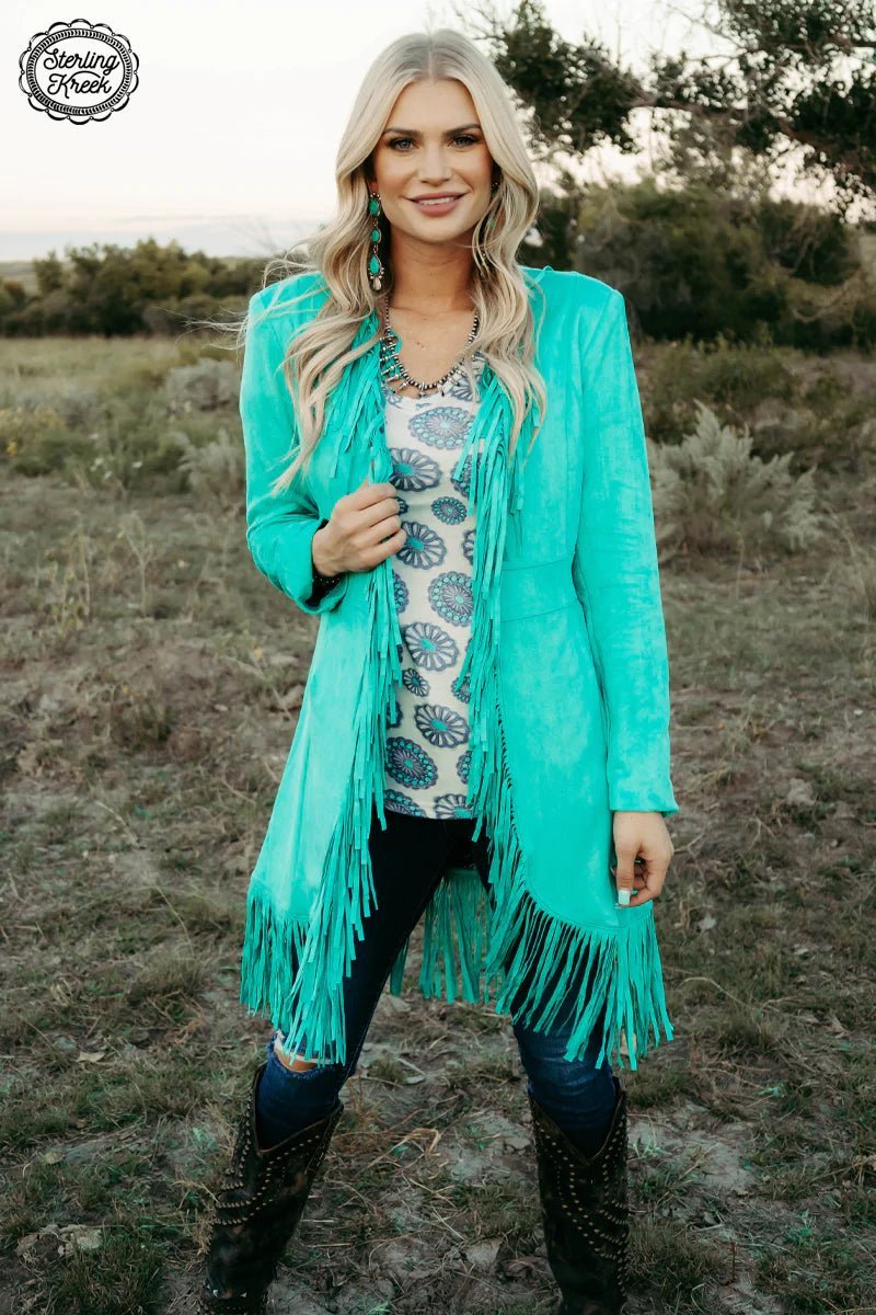 Motorcycle JacketsScottsdale Suede Turquoise Jacket