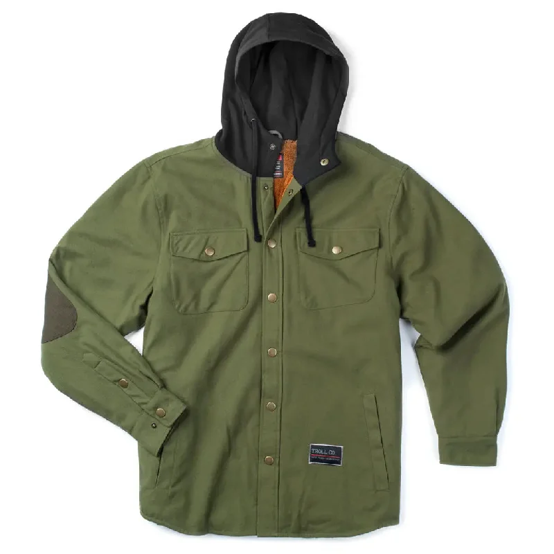 Leather-Paneled JacketsSolid State Flannel Jacket - Olive Black