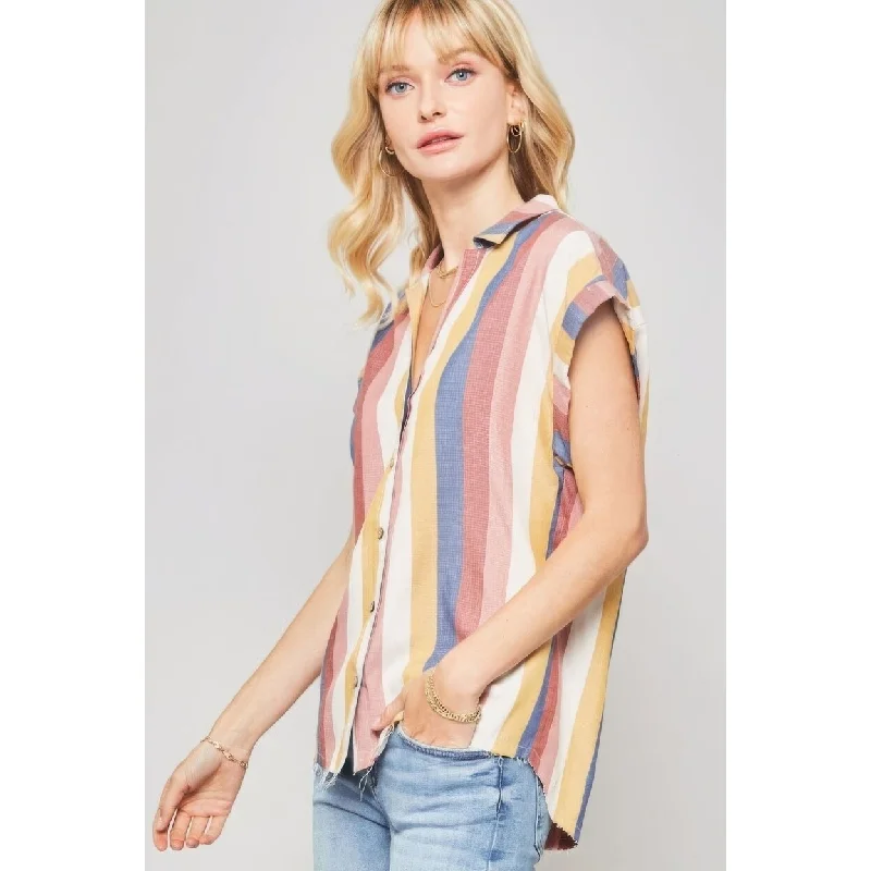 Branded ShirtsA Woven Shirt In Multicolor Striped With Collared Neckline