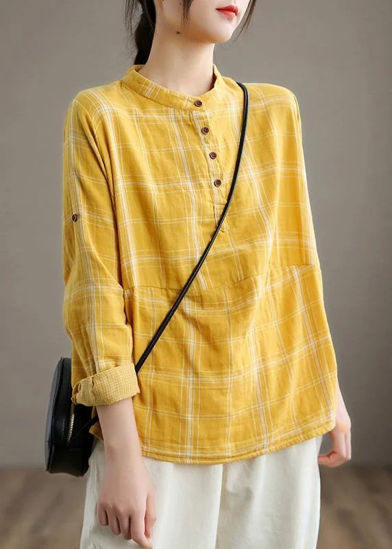 Satin ShirtsBeautiful Yellow Cotton Shirt Top Casual Style