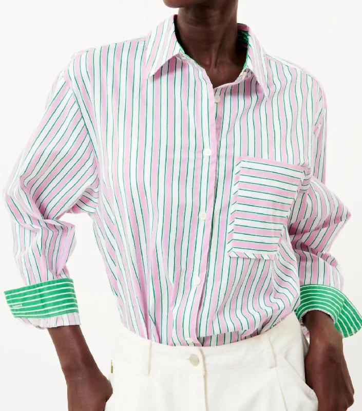 Tasseled ShirtsCarla Shirt In Pink/green Stripe