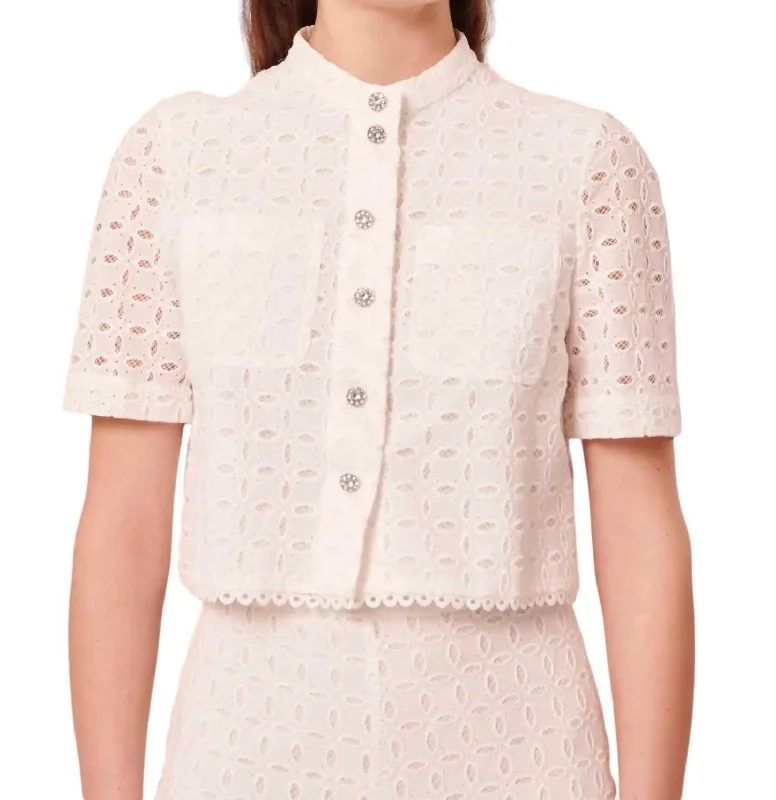 Lace-Up ShirtsCheryl Embroidered Shirt In White