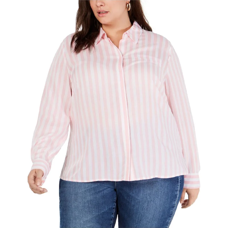 Satin ShirtsI-N-C Womens Soft Stripe Button Up Shirt