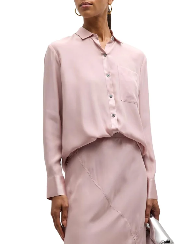 Fringed ShirtsMatte Silk Charmeuse Boyfriend Shirt In Pink Lilac