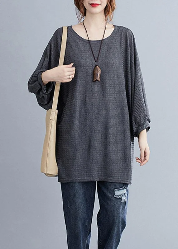 Polyester ShirtsStyle Gray Cotton Shirt Tops