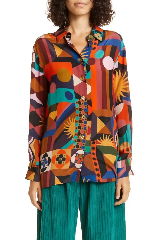 Layered ShirtsTropical Shapes Long Sleeve Shirt In Patterned