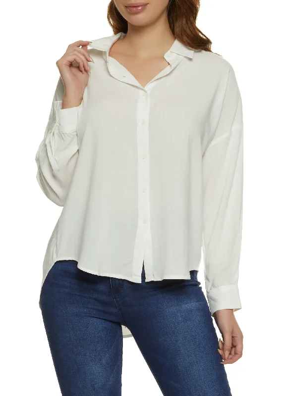 Satin ShirtsSolid Long Sleeve Button Front Shirt