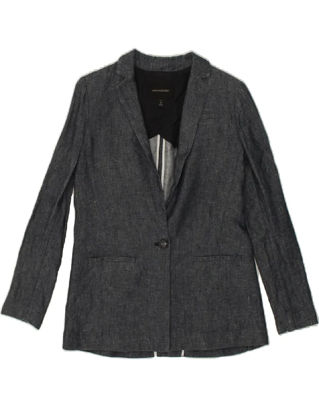 BlazergameBANANA REPUBLIC Womens Petite 1 Button Blazer Jacket US 2 XS Navy Blue