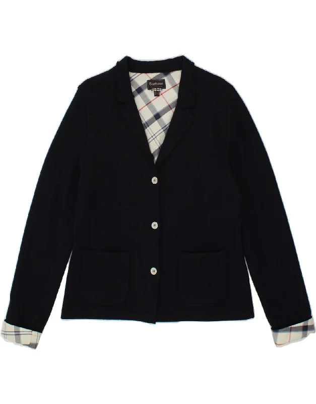 BlazercauseBARBOUR Womens 3 Button Blazer Jacket UK 14 Large  Navy Blue Wool