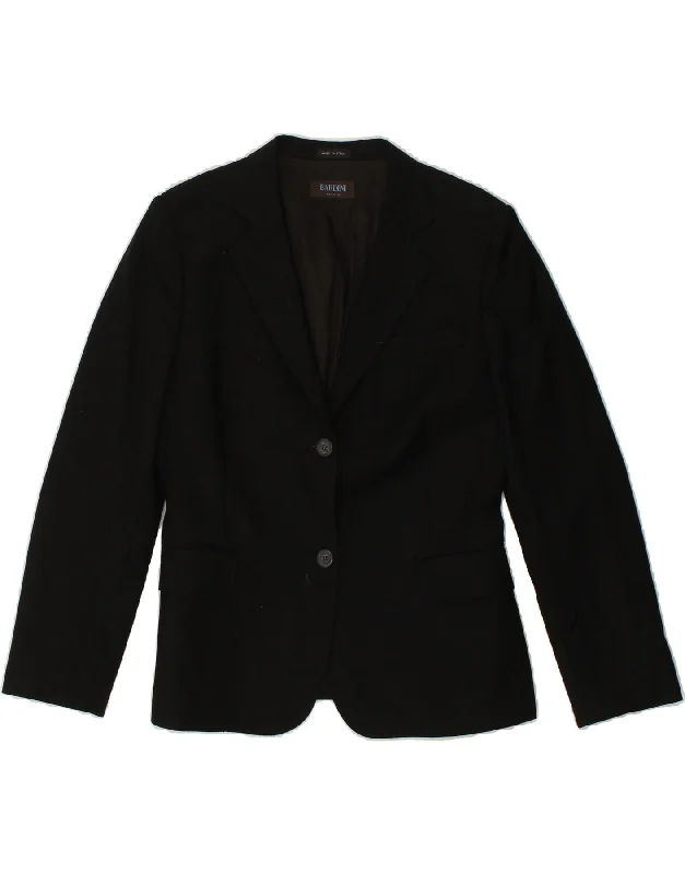 BlazerpatternBARDINI Womens 2 Button Blazer Jacket UK 14 Medium Black Wool