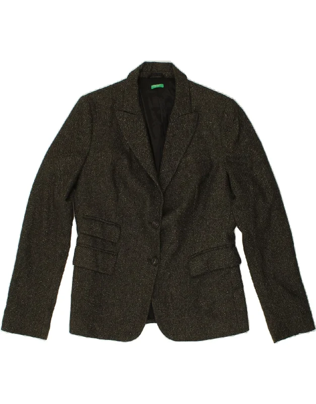 BlazerstartupBENETTON Womens 2 Button Blazer Jacket UK 16 Large Green Herringbone