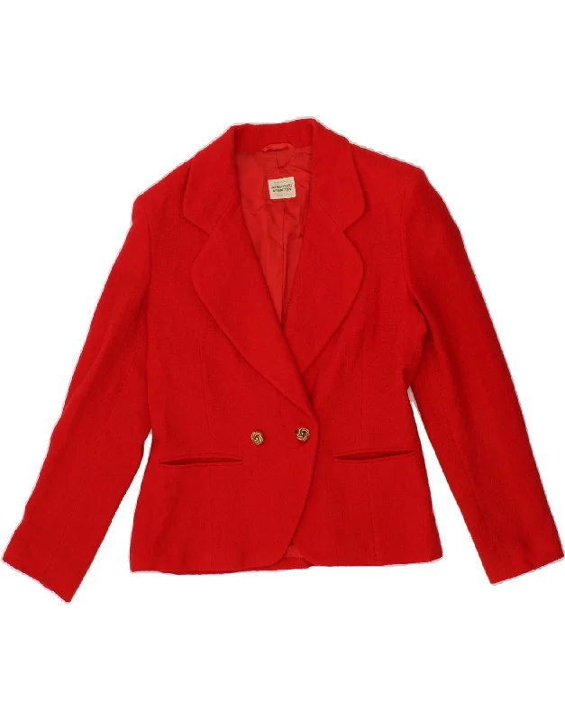 BlazerteamBENETTON Womens Double Breasted Blazer Jacket IT 44 Medium Red Virgin Wool