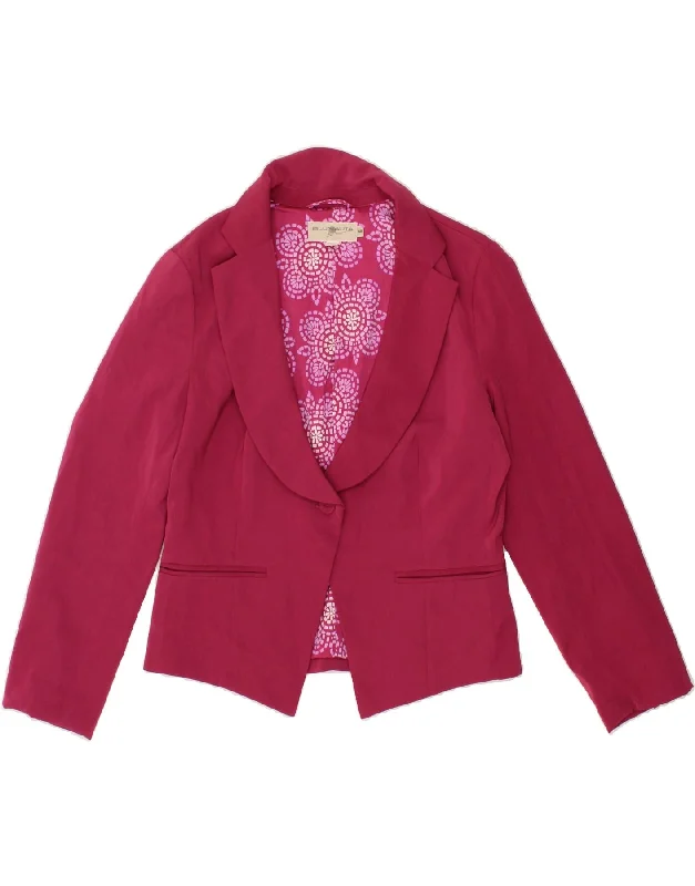 BlazerpassBLUNAUTA Womens 1 Button Blazer Jacket UK 14 Large Pink Polyester