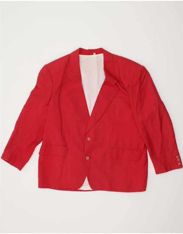 BlazercourtC&A Womens 2 Button Blazer Jacket UK 20 2XL Red Linen