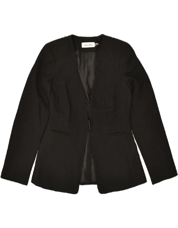 BlazersuitCALVIN KLEIN Womens 1 Button Blazer Jacket UK 2 2XS Black Polyester