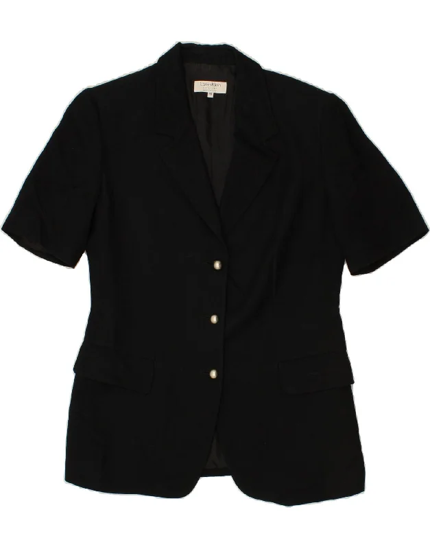 BlazerliteratureCALVIN KLEIN Womens Short Sleeve 3 Button Blazer Jacket IT 44 Medium Black