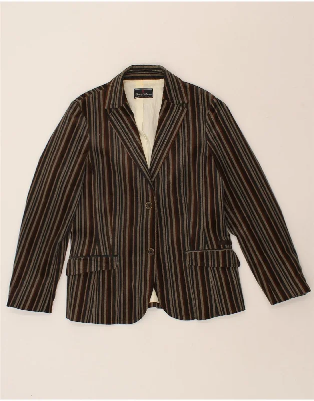 BlazercourtCONTE OF FLORENCE Womens 2 Button Blazer Jacket IT  46 Large Brown Striped