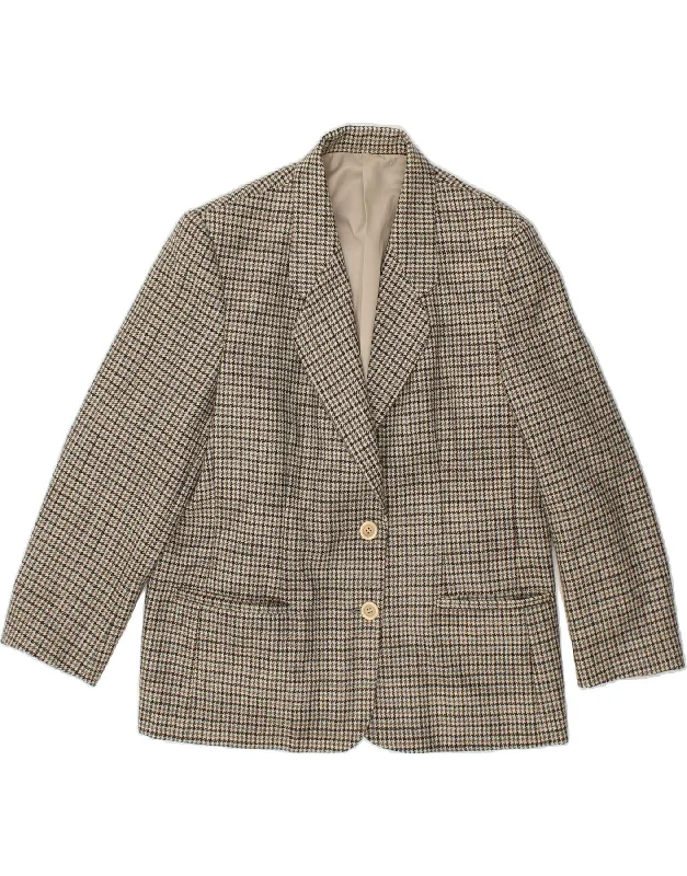 BlazerappELENA MIRO Womens 3 Button Blazer Jacket UK 16 Large Grey Houndstooth Wool