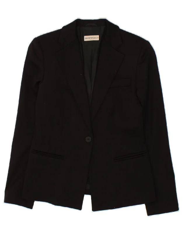 BlazeraccessoryEMPORIO ARMANI Womens 1 Button Blazer Jacket IT 44 Medium Black