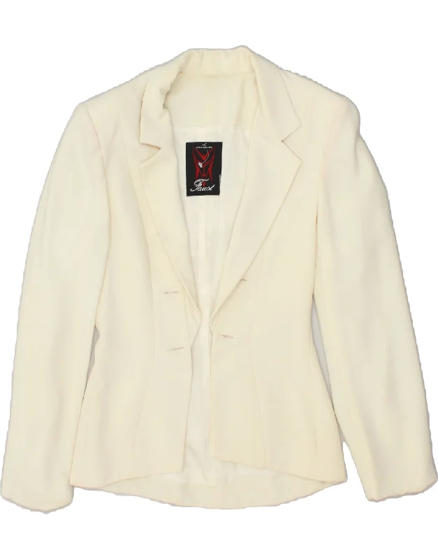 BlazerstartupFAUST Womens Blazer Jacket IT 42 Medium Off White Acrylic