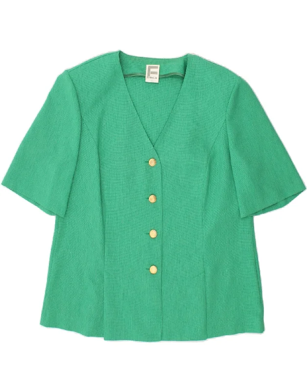 BlazercrazeFRANKEN WALDER Womens 4 Button Short Sleeve Blazer Jacket EU 46 XL Green