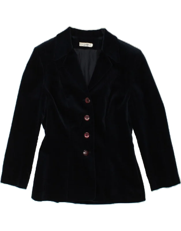 BlazerdanceL'EQUIPE Womens 4 Button Blazer Jacket IT 44 Medium Navy Blue Cotton