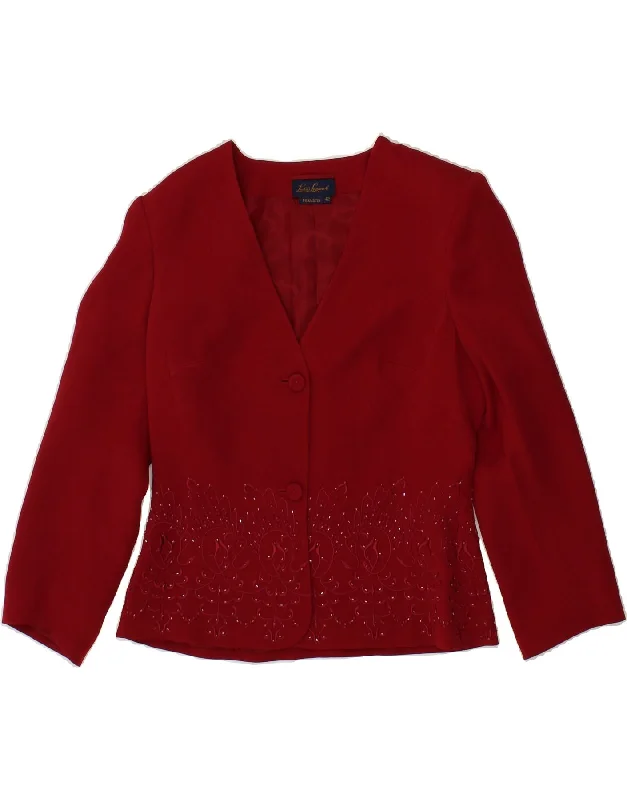 BlazergatheringLUISA SPAGNOLI Womens 2 Button Blazer Jacket IT 42 Medium Red Silk