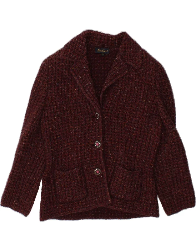 BlazertrendLUISA SPAGNOLI Womens 3 Button Knit Blazer Jacket UK 14 Medium Burgundy