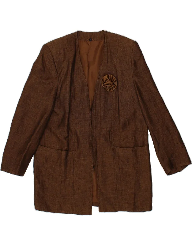 BlazergameMADELEINE Womens Open Blazer Jacket EU 40 Medium Brown Linen