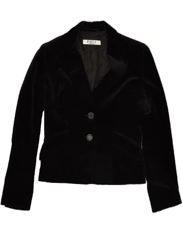 BlazervolunteerMARELLA Womens Velvet 2 Button Blazer Jacket UK 10 Small Black Cotton