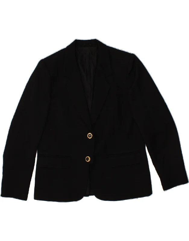 BlazercharityMARINA RINALDI Womens 2 Button Blazer Jacket Size 21 Small Black Cupro