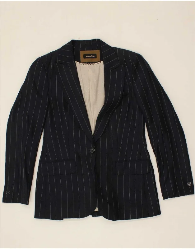 BlazerfitMASSIMO DUTTI Womens 1 Button Blazer Jacket EU 38 Small Navy Blue Striped