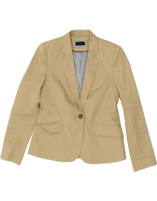 BlazerformalMASSIMO DUTTI Womens 1 Button Blazer Jacket EU 42 Large Beige Cotton