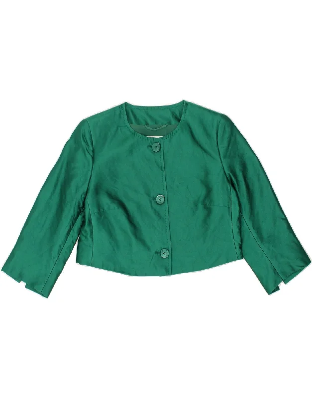 BlazerseasonMAX MARA Womens 3/4 Sleeve Crop Blazer Jacket UK 10 Small Green