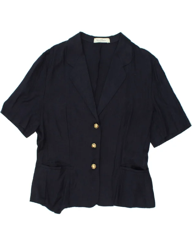 BlazergadgetMAX MARA Womens Short Sleeve 3 Button Blazer Jacket UK 14 Large Navy Blue