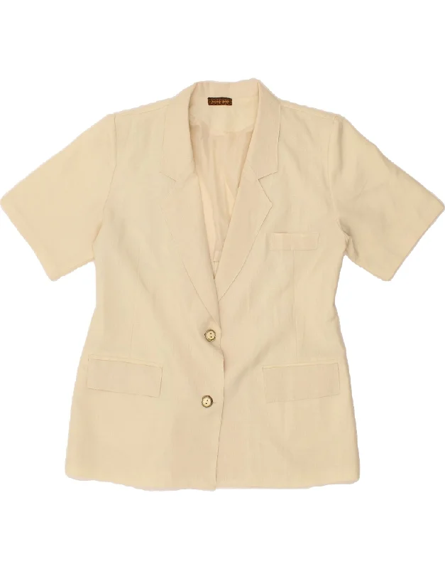 BlazerdunkNAZARENO GABRIELLI Womens Short Sleeve Blazer Jacket UK 14 Large Beige