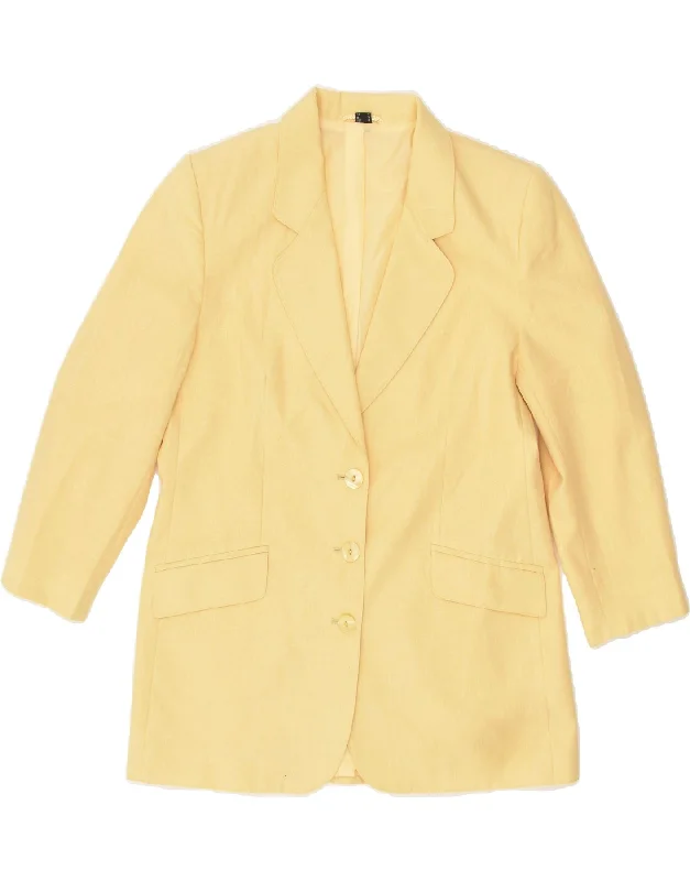 BlazerformalNINO Womens 3 Button Blazer Jacket UK 14 Large  Yellow Polyester