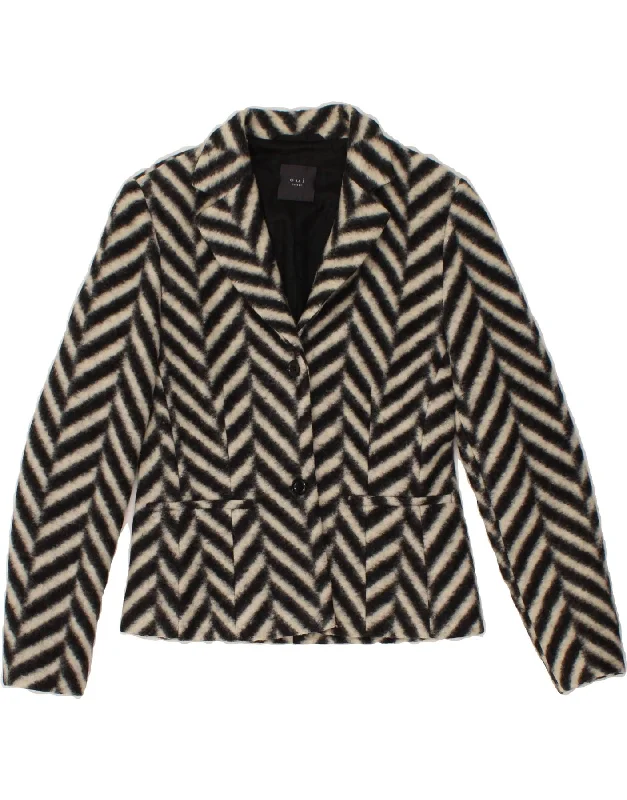 BlazeraugmentedOUI SET Womens 2 Button Blazer Jacket UK 12 Medium Beige Chevron