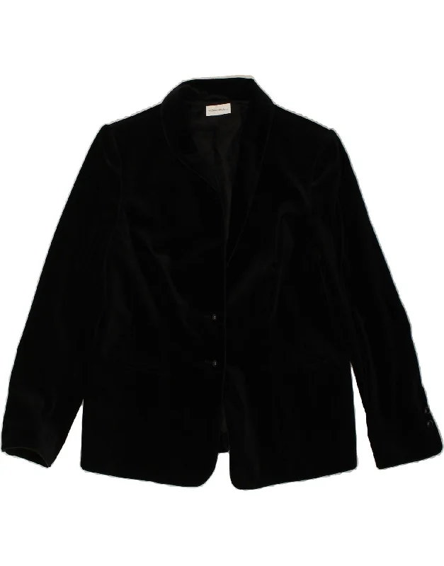 BlazernetworkPETER HAHN Womens 2 Button Blazer Jacket UK 18 XL Black Cotton