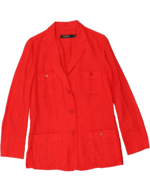 BlazernationRALPH LAUREN Womens Loose Fit 3 Button Blazer Jacket US 4 Small Red