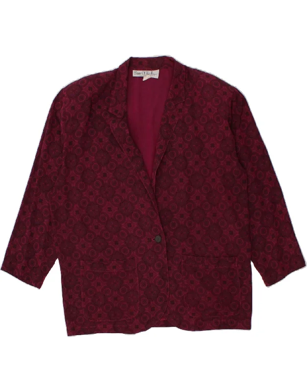 BlazermusicSTATE OF ART Womens Oversized 1 Button Blazer Jacket UK 16 Large Burgundy