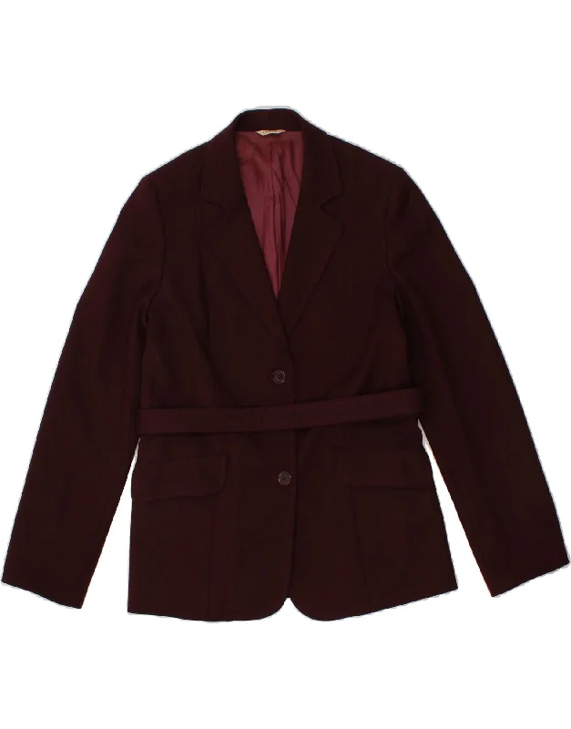 BlazerunitySTEFANEL Womens 3 Button Blazer Jacket IT 44 Medium Burgundy Polyester